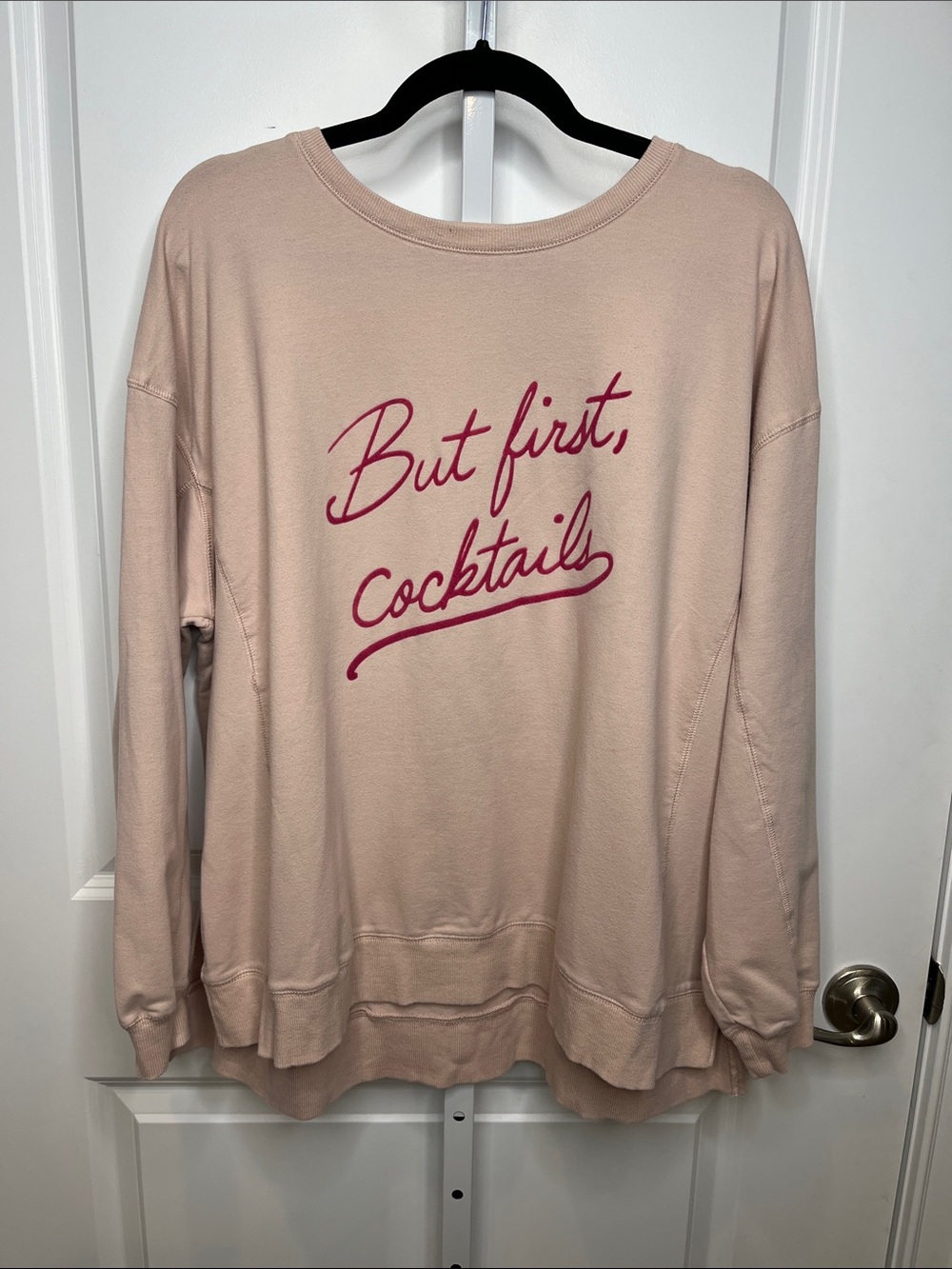 Wildfox Light Pink But First Cocktails Crewneck Sweatshirt Women’s XXL